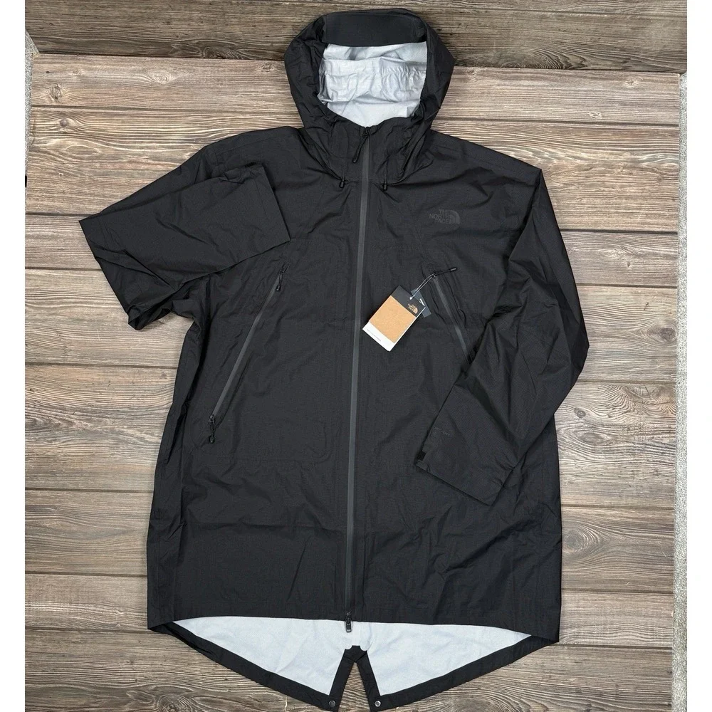 North Face Packable LT Rain Parka Jacket Unisex Black Waterproof Mens XL NEW‎